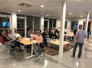 BDC Chairman Kevin Klingler talks to USCB students about being a tech entrepreneur